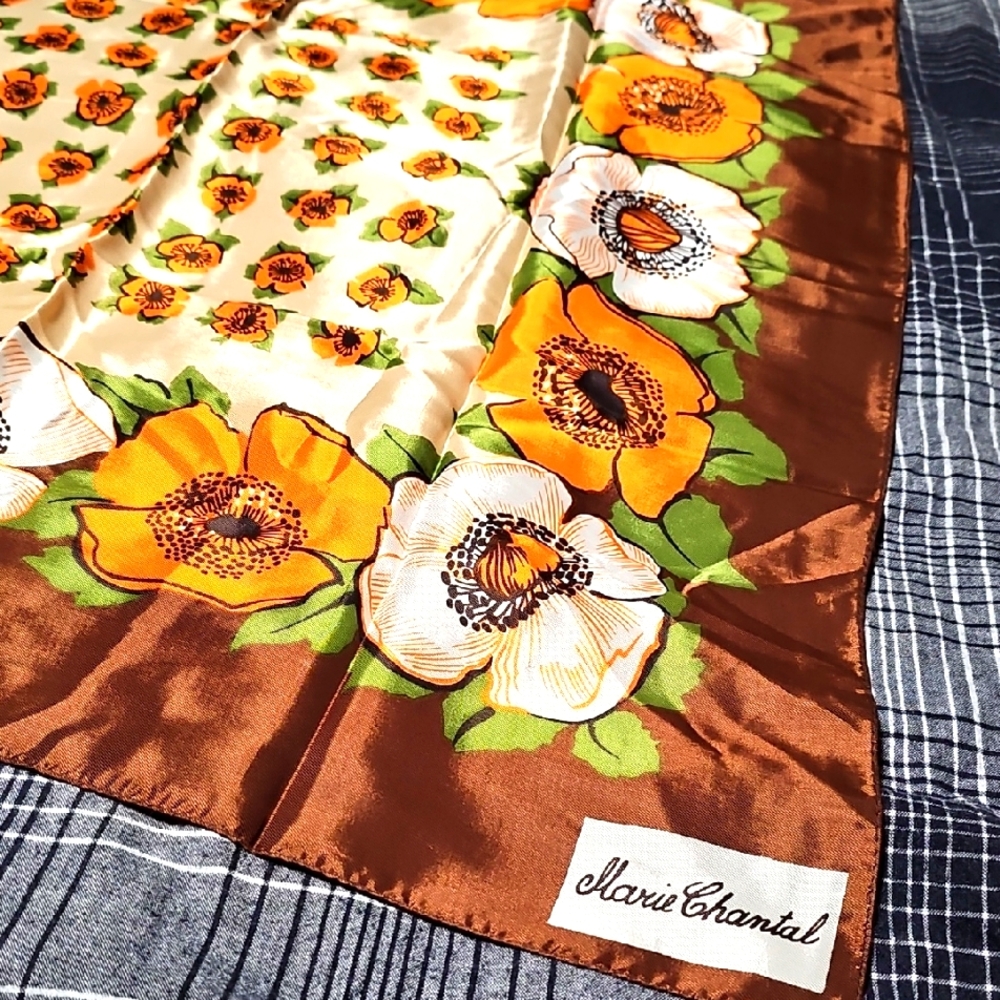 Vintage New Chantal Floral Silk Scarf